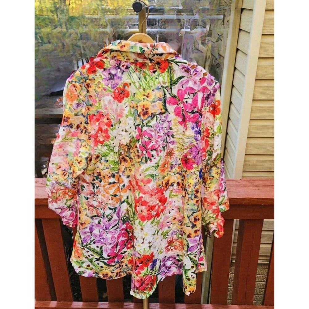 Women's Berek Garden Floral Lace Jacket Tunic Top Coverup, Size‎ XL - Picture 6 of 14